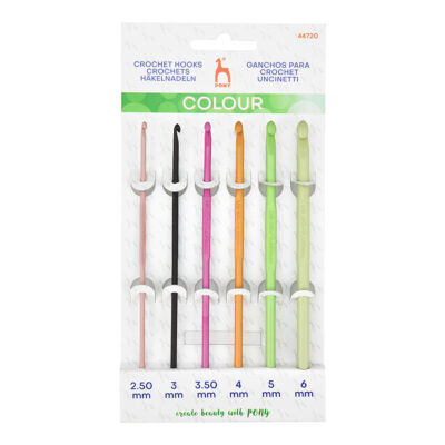 PONY COL.ANODISED CROCHET HOOKS SET 15CM ASST