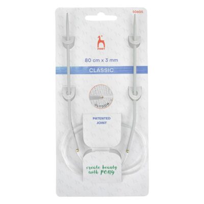 PONY CIRCULAR NEEDLES 80CM X 3MM ALUMINIUM