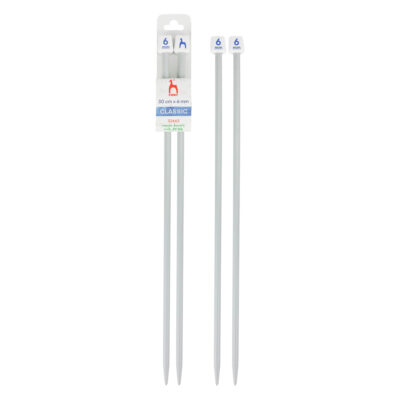 PONY STRAIGHT PAIR OF NEEDLES WITH ENDS 30CMX6MM