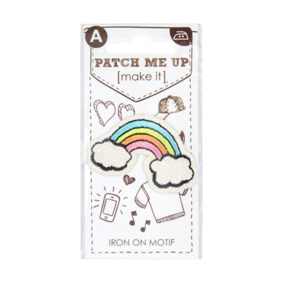 MOTIF IRON ON GLOW IN THE DARK RAINBOW 3PK