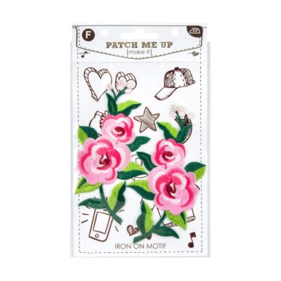 MOTIF IRON ON PINK ROSES 2PC 3PK
