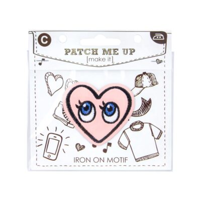 MOTIF IRON ON EYES HEART YOU PINK 3PK