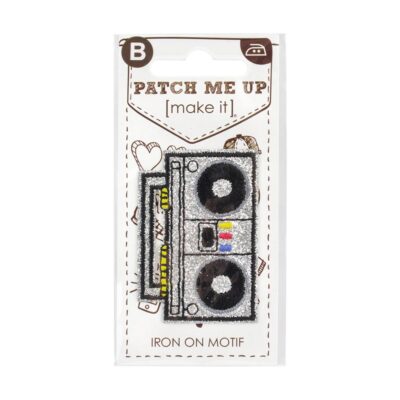 MOTIF IRON ON RETRO BOOM BOX 3PK