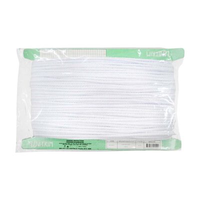 UNI TRIM CORD HOOD 6MM X 100M WHITE POLYESTER