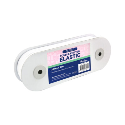 UNI TRIM ELASTIC DOUBLE KNITTED 20MMX35M WHITE