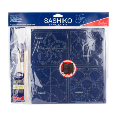 SASHIKO STARTER KIT 4X4IN TEMPLATES FABRIC THREAD